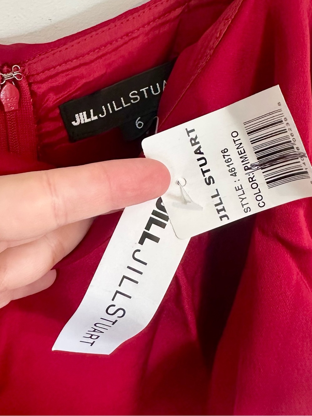 NWT Jill Stuart Red Cold-Shoulder High-Low Ruffle Dress - Size: 6 - Picture 6 of 11